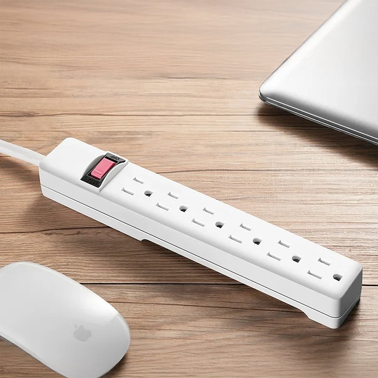 Hyper Tough 6-Outlet Indoor Power Strip with 2.5 ft Extension Cord, ETL Certified, White