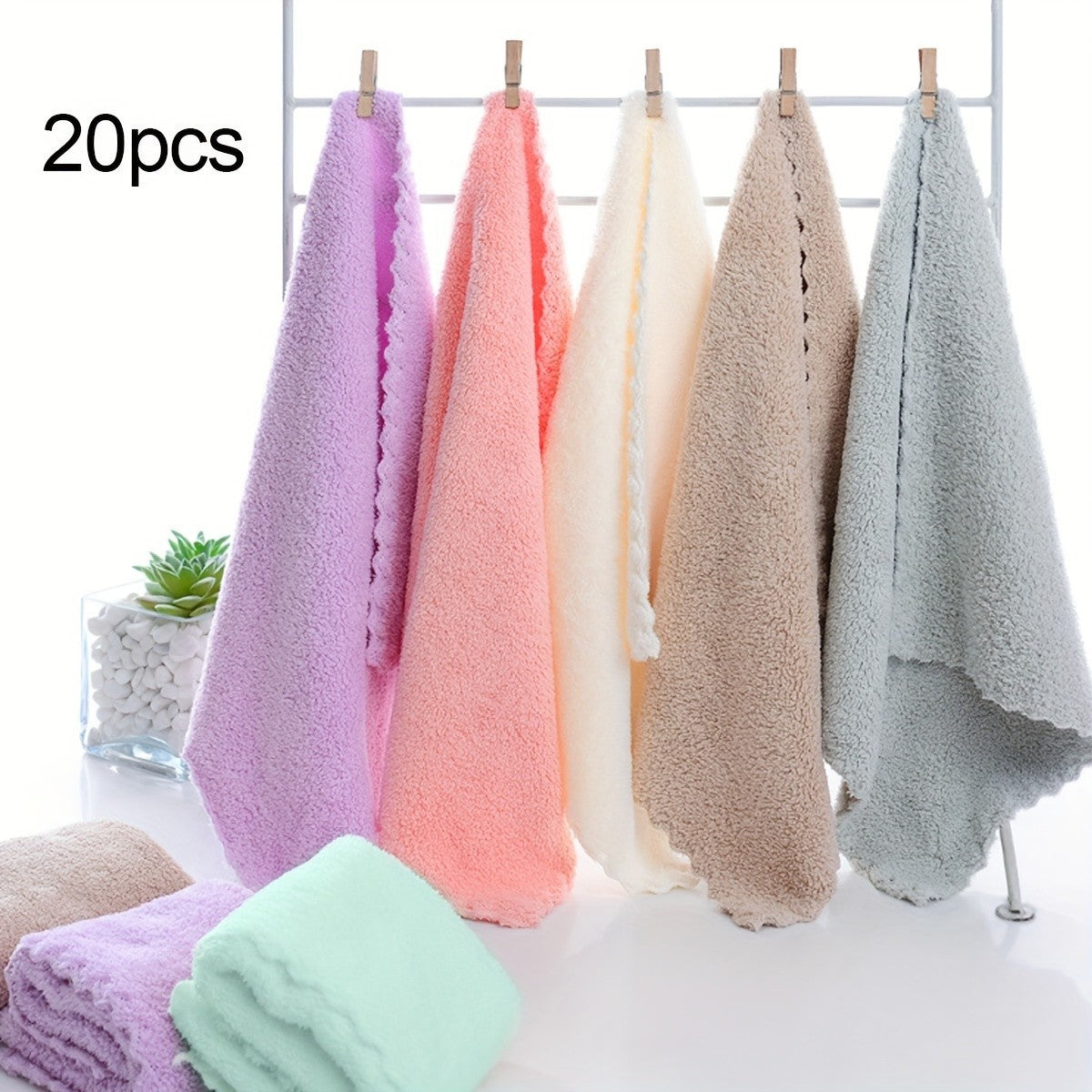 20 Solid Color Towels, Super Absorbent & Quick-drying, Suitable For Home, Office And Travel - EBS PLATFORM INC.