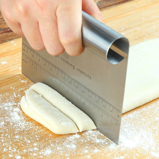 Stainless Steel Pastry Spatulas Cutter With Scale Pizza Dough Scraper Fondant Cake Decoration Tools Baking Kitchen Accessories Dough Cake Stainless Steel Pizza Flour Tool Cutter Chopper Scraper - EBS PLATFORM INC.