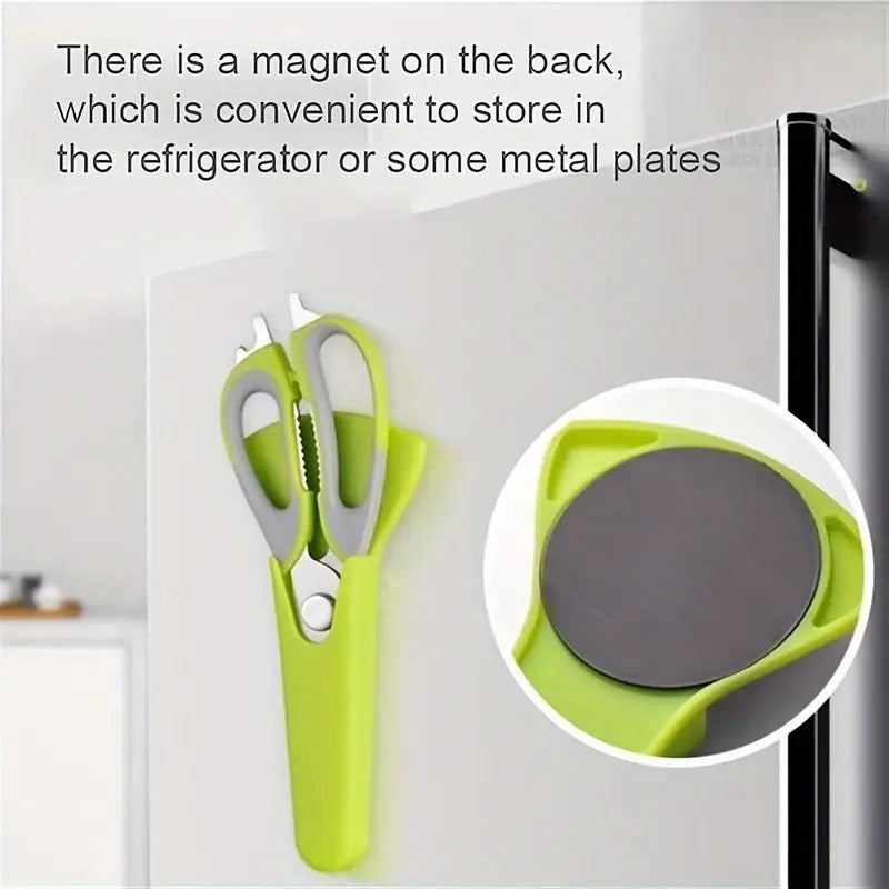 7-in-1 Multi-Purpose Kitchen Scissors With Magnetic Holder - Ultra-Sharp Stainless Steel Blades For Meat, Fish, Vegetables, Nuts & Bottles - Ergonomic Non-Slip Grip, Detachable & Easy To Clean - Profe - EBS PLATFORM INC.
