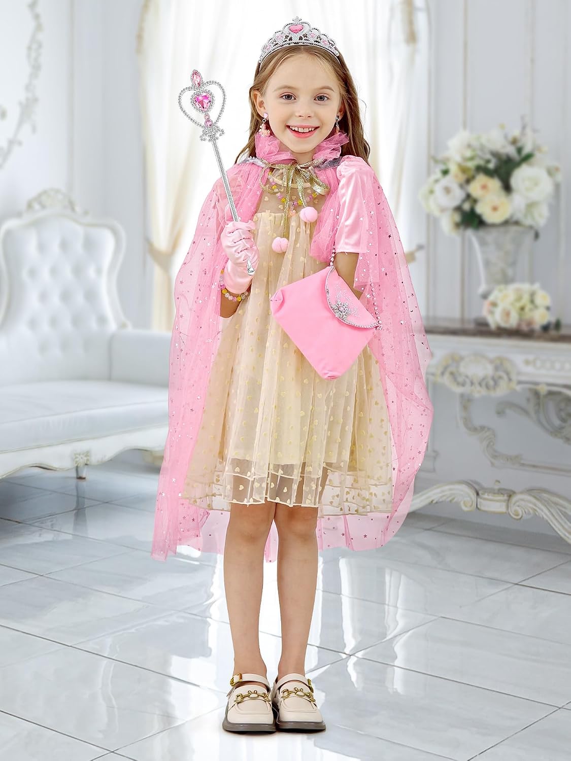 Light Up Princess Dress Up for Girls 3 4 5 6, Toddlers Dress Up Clothes, Princess Toy for Kids Birthday Gift