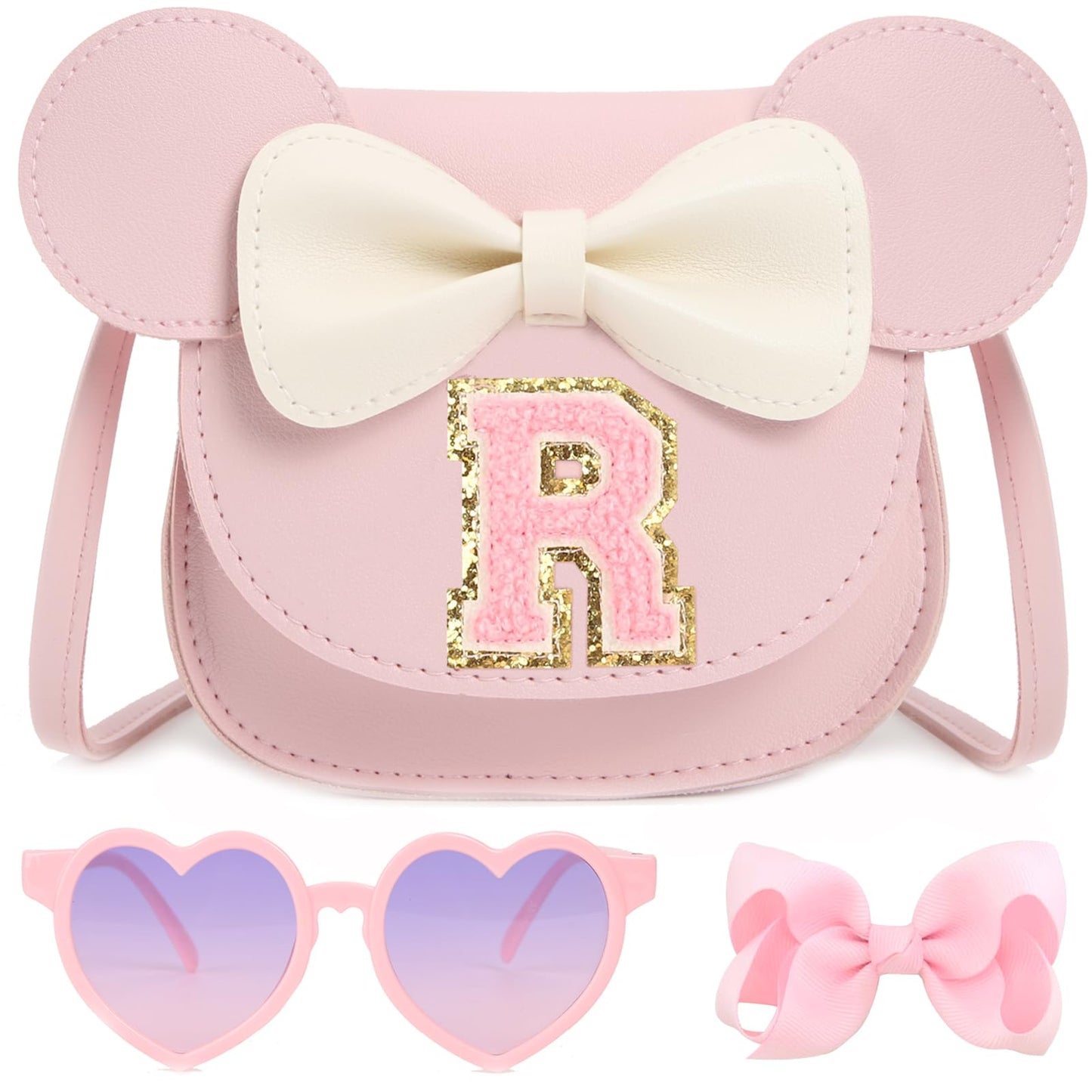 PRLINJSK Toddler Purse for Girls Birthday Gift, Little Girls Purse Kids Wallet Mouse Crossbody Bag Gift Set