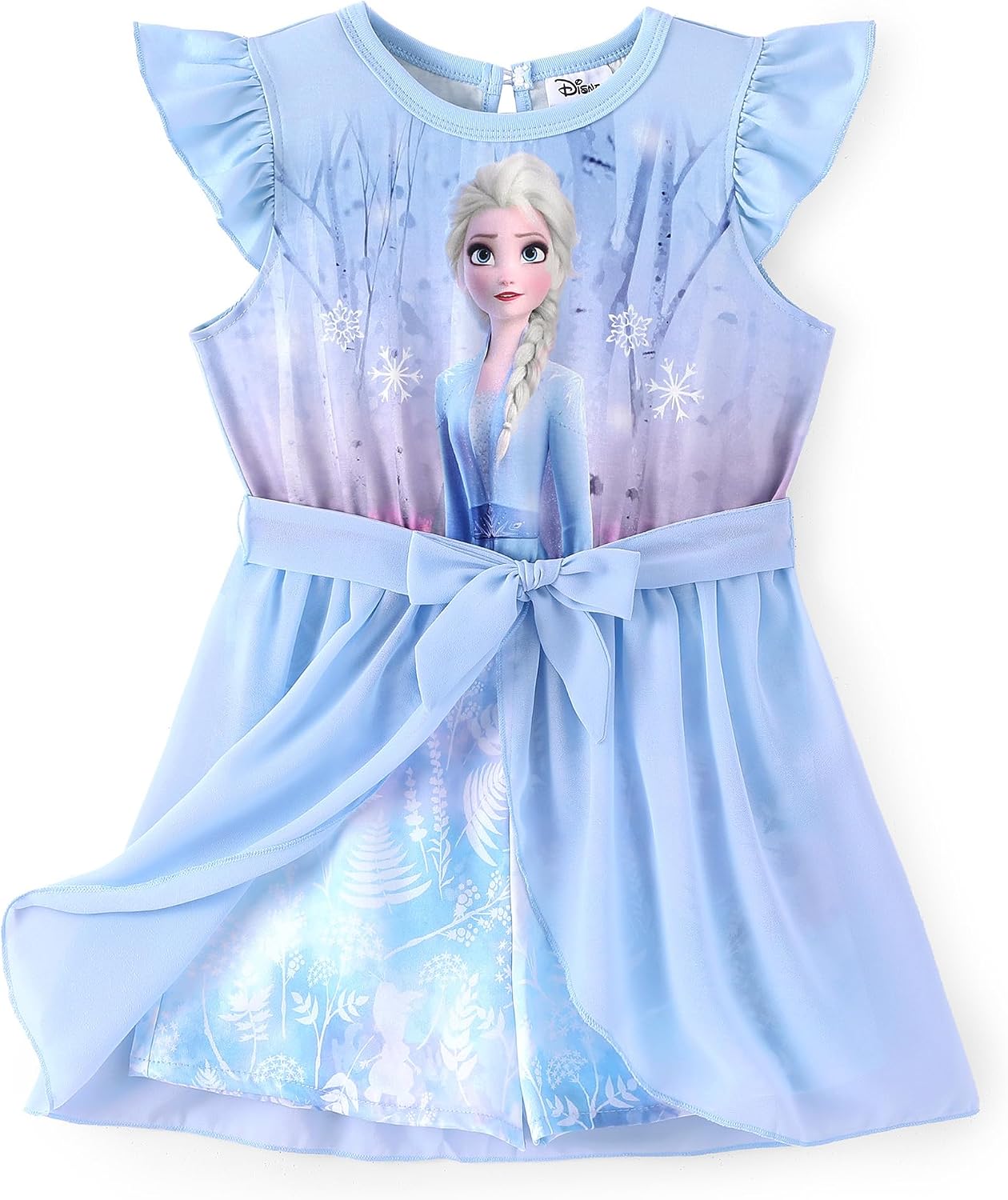 Disney Princess Frozen Elsa Minnie Mouse Stitch Toddler Girl Romper With Skirt Overlay Summer Jumpsuit with Bow 2-6 Years