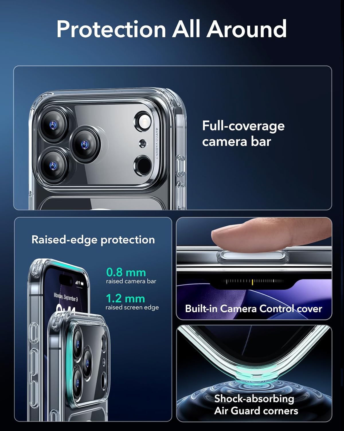 ESR iPhone 17 Pro Max Clear Case: MagSafe, Camera Control, Military-Grade Protection