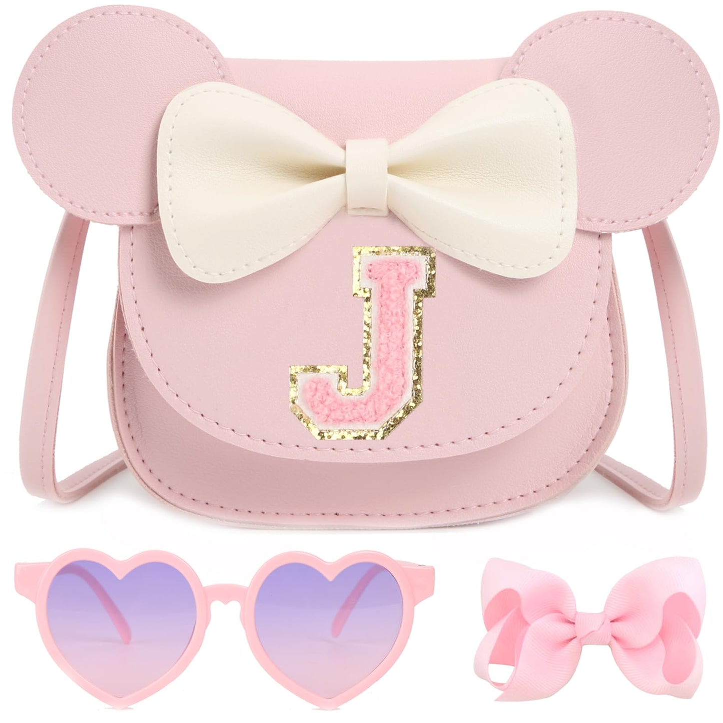 PRLINJSK Toddler Purse for Girls Birthday Gift, Little Girls Purse Kids Wallet Mouse Crossbody Bag Gift Set