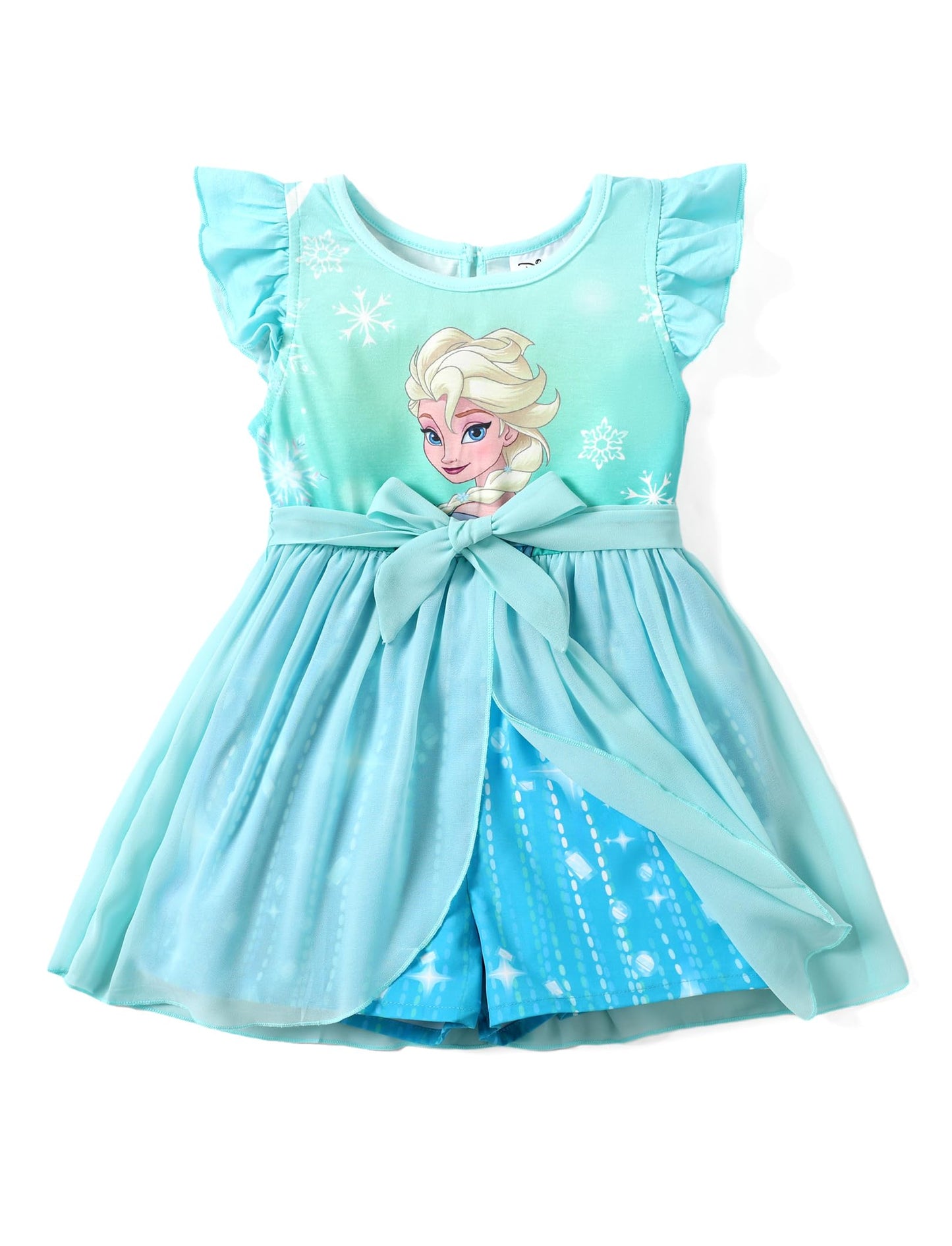 Disney Princess Frozen Elsa Minnie Mouse Stitch Toddler Girl Romper With Skirt Overlay Summer Jumpsuit with Bow 2-6 Years