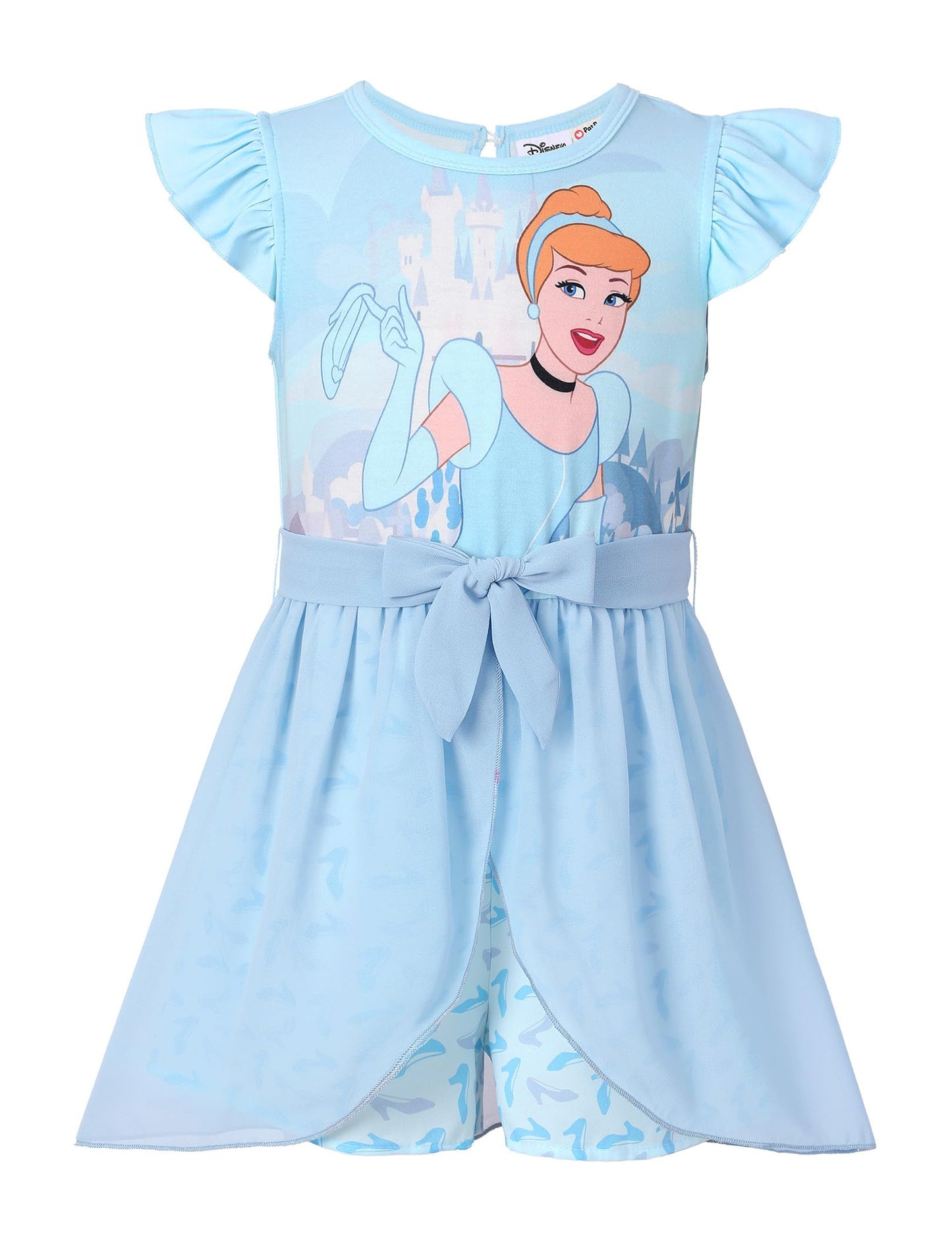 Disney Princess Frozen Elsa Minnie Mouse Stitch Toddler Girl Romper With Skirt Overlay Summer Jumpsuit with Bow 2-6 Years