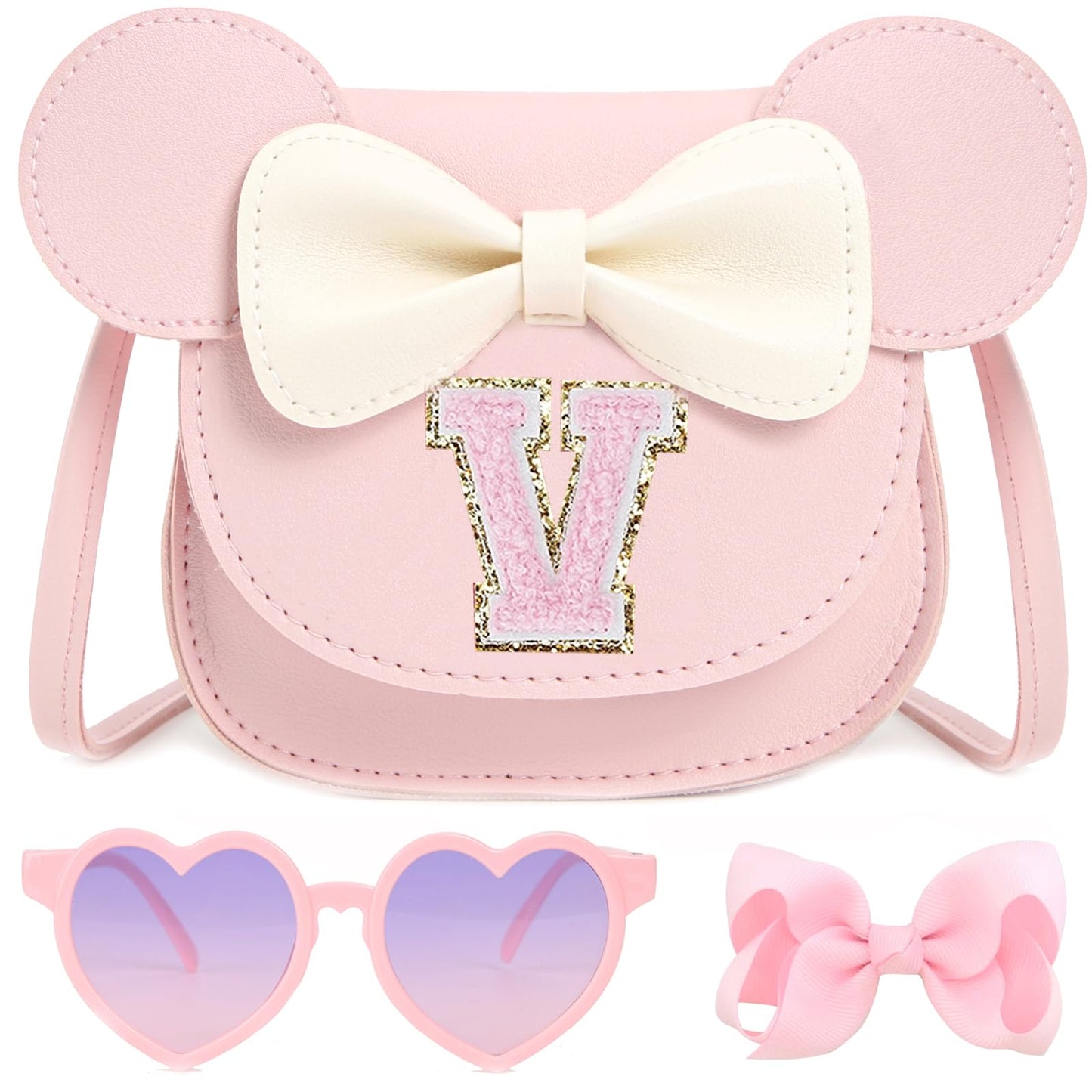 PRLINJSK Toddler Purse for Girls Birthday Gift, Little Girls Purse Kids Wallet Mouse Crossbody Bag Gift Set