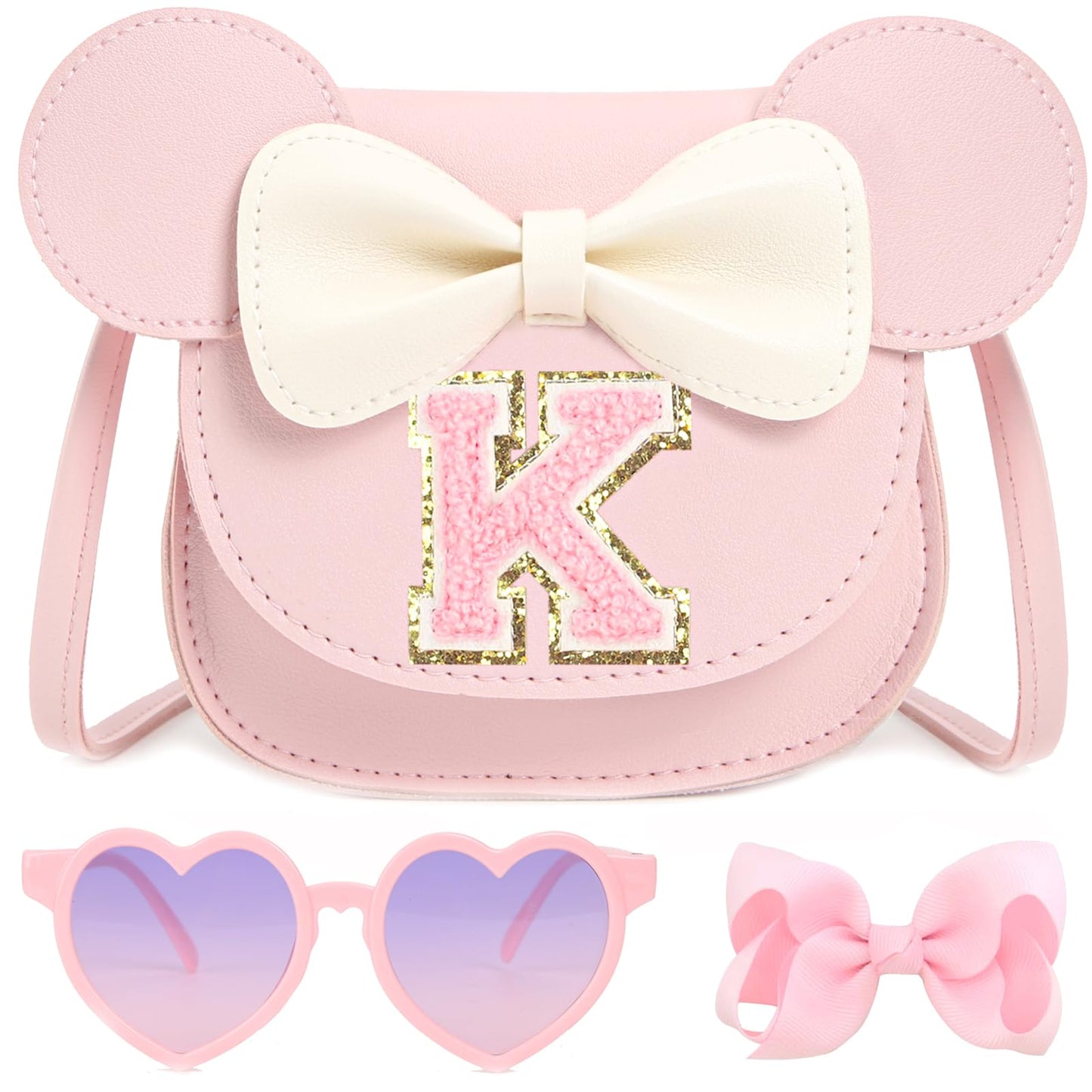 PRLINJSK Toddler Purse for Girls Birthday Gift, Little Girls Purse Kids Wallet Mouse Crossbody Bag Gift Set