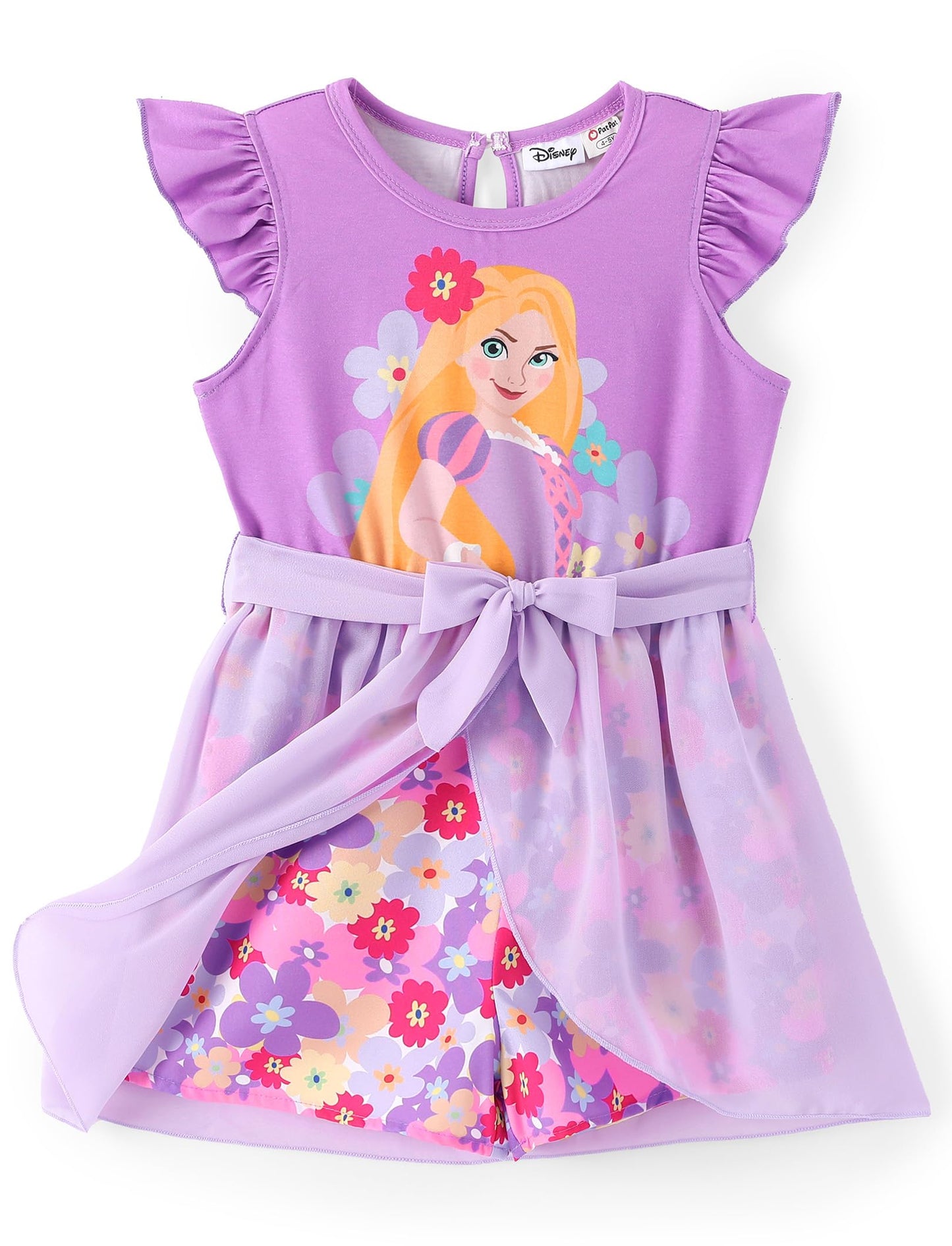 Disney Princess Frozen Elsa Minnie Mouse Stitch Toddler Girl Romper With Skirt Overlay Summer Jumpsuit with Bow 2-6 Years