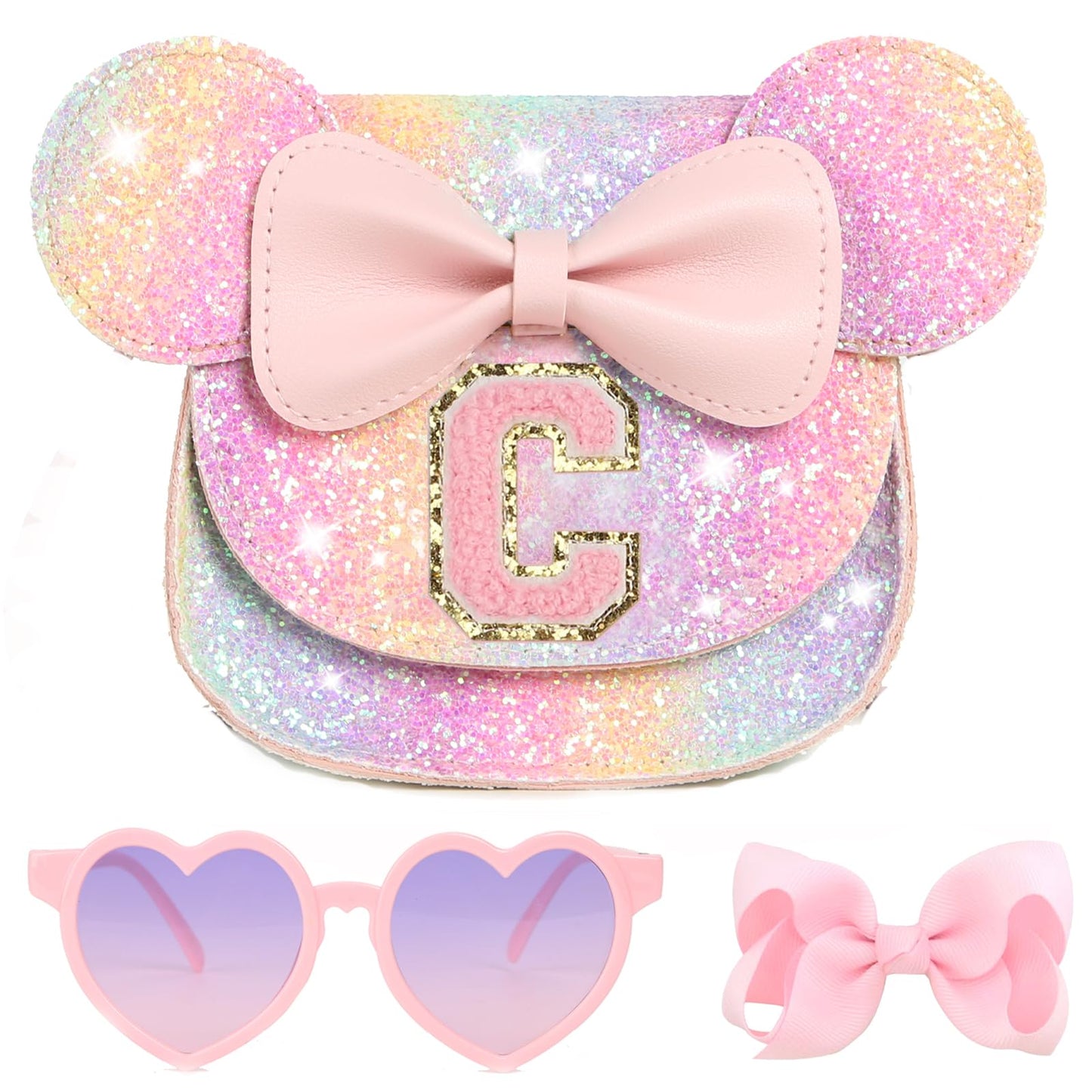 PRLINJSK Toddler Purse for Girls Birthday Gift, Little Girls Purse Kids Wallet Mouse Crossbody Bag Gift Set