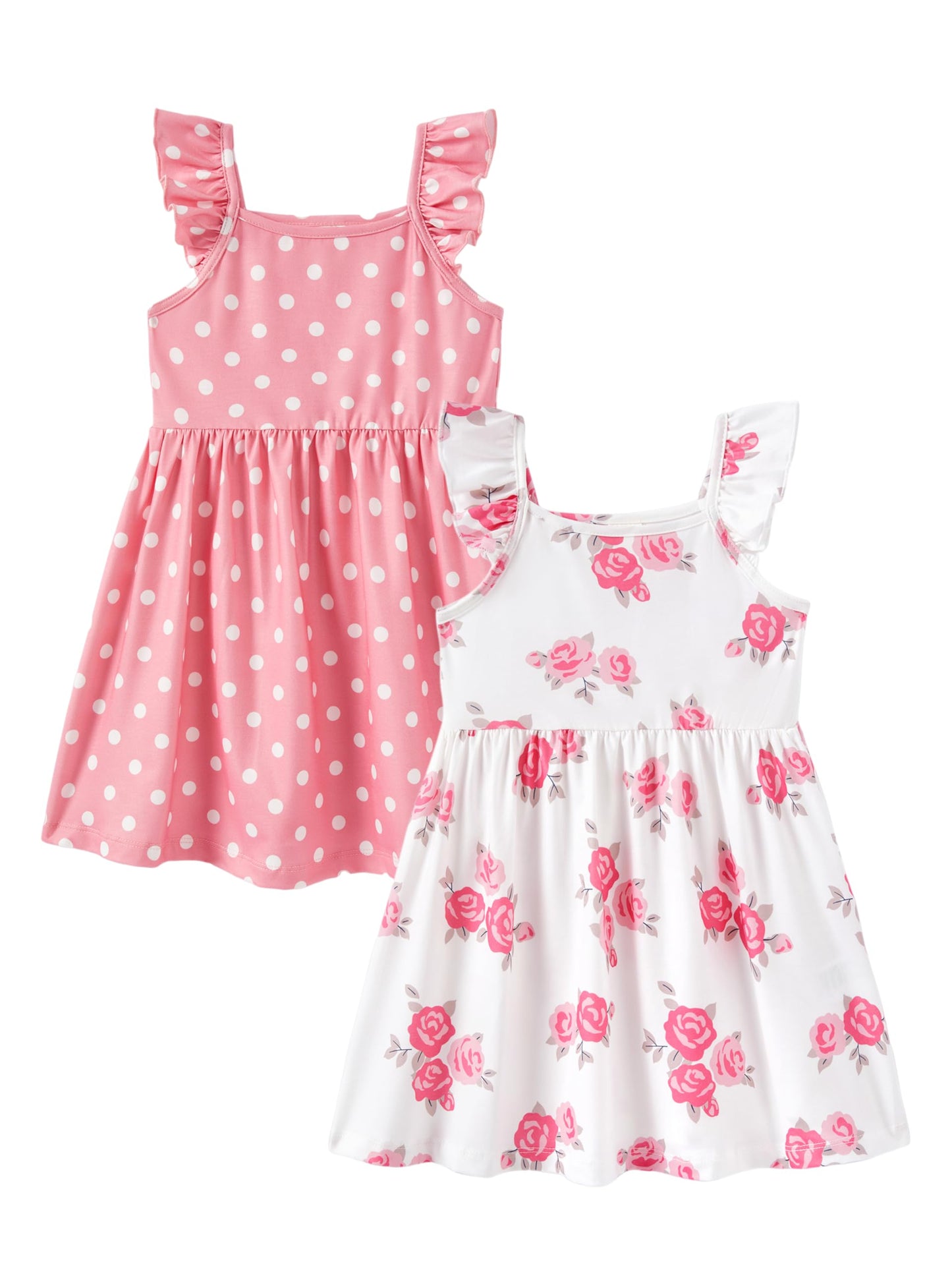 PATPAT Multipack Girl Toddler Dresses Sleeveless Flamingo Striped Toddler Casual Dresses Multicoloured