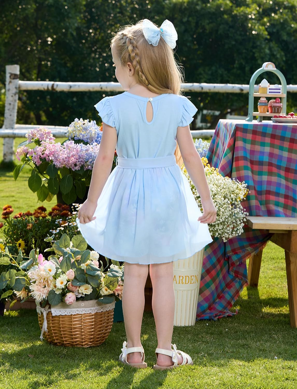 Disney Princess Frozen Elsa Minnie Mouse Stitch Toddler Girl Romper With Skirt Overlay Summer Jumpsuit with Bow 2-6 Years