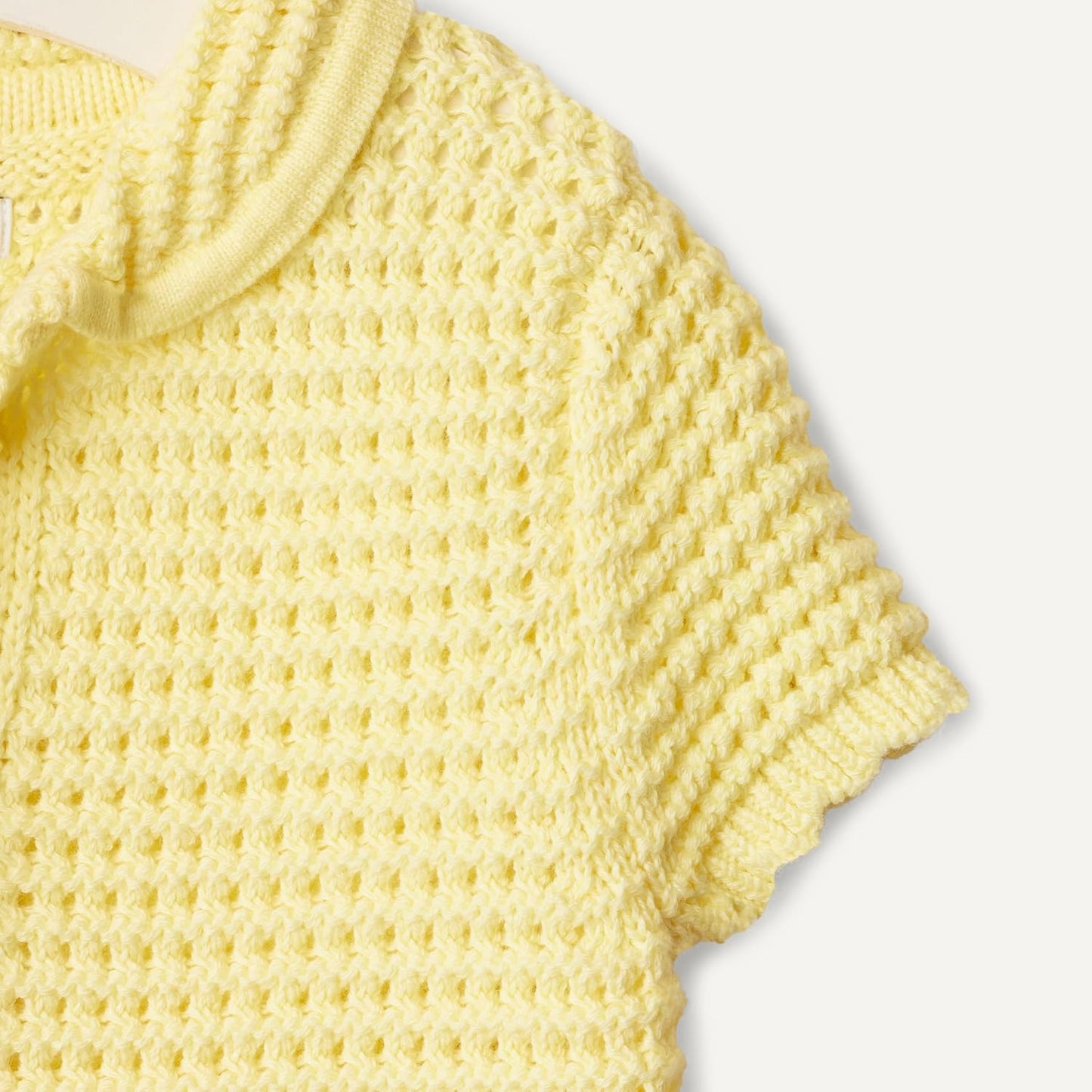 Amazon Essentials x Sofia Grainge Toddlers and Baby Girls' Cotton Short Sleeve Button Front Sweater with Peter Pan Collar