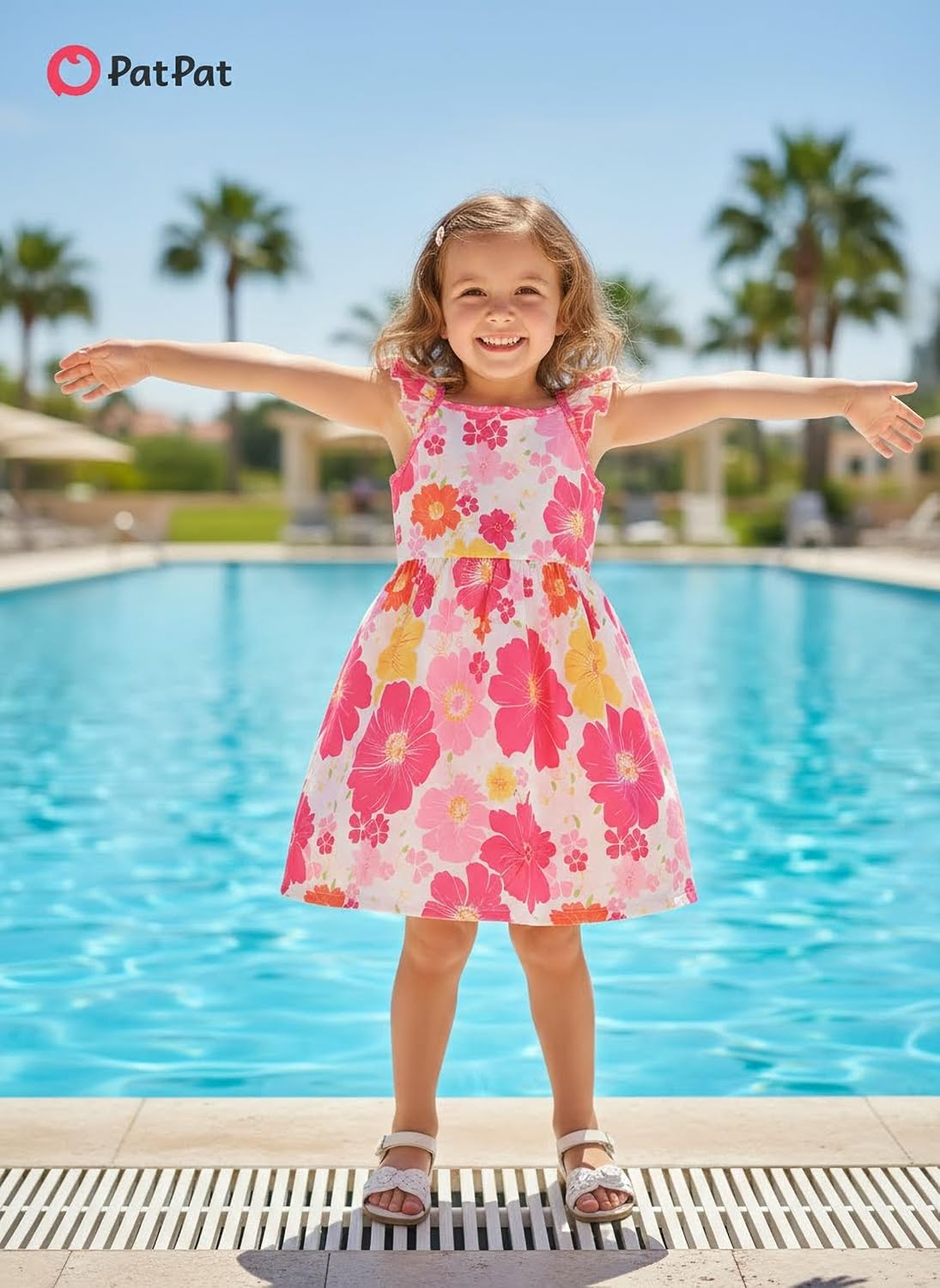 PATPAT Multipack Girl Toddler Dresses Sleeveless Flamingo Striped Toddler Casual Dresses Multicoloured