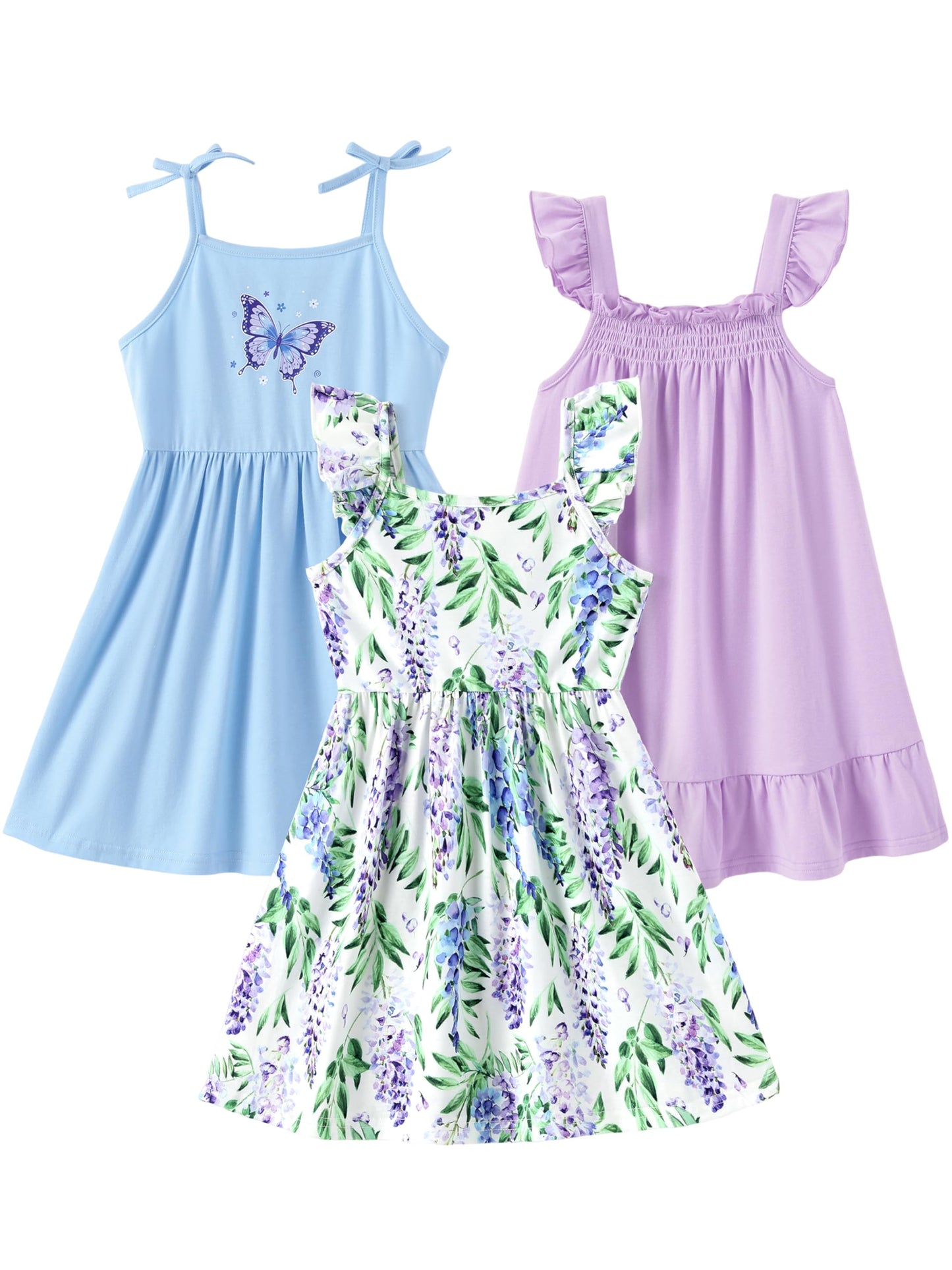 PATPAT Multipack Girl Toddler Dresses Sleeveless Flamingo Striped Toddler Casual Dresses Multicoloured