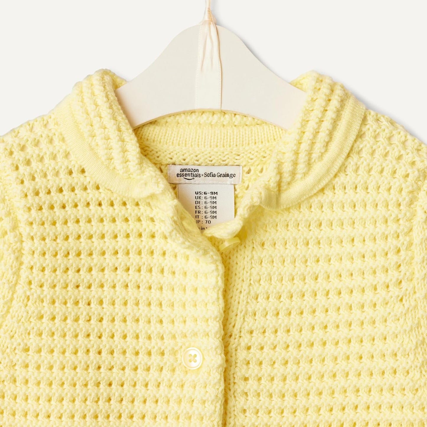 Amazon Essentials x Sofia Grainge Toddlers and Baby Girls' Cotton Short Sleeve Button Front Sweater with Peter Pan Collar