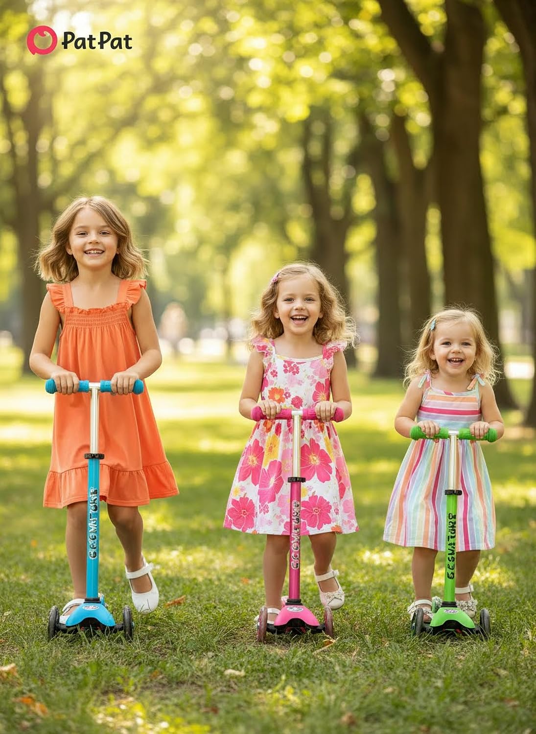 PATPAT Multipack Girl Toddler Dresses Sleeveless Flamingo Striped Toddler Casual Dresses Multicoloured