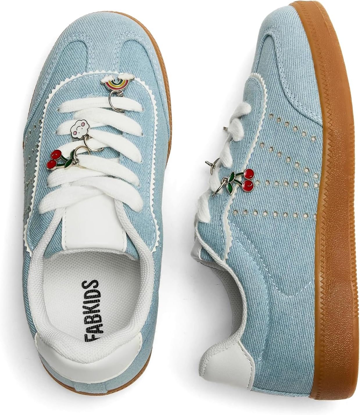 FabKids Kids Sneakers Boys Girls White Shoes Low Top Lace Up Footwear for Toddler Little Kid Big Kid
