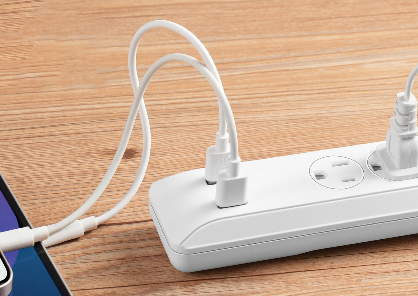 Hyper Tough Surge Protector Power Strip with USB, 4 Outlets, 10 ft Braided Extension Cord, White