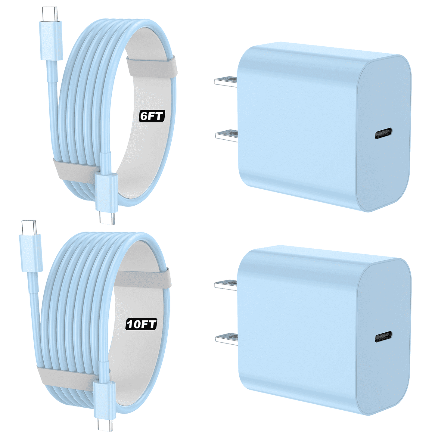 IPhone 17 16 15 Charger, 2 Pack PD 20W Adapter Wall Fast Charger with 6&10ft White USB C Cable Compatible with iPhone 17 16/15/ipad and more