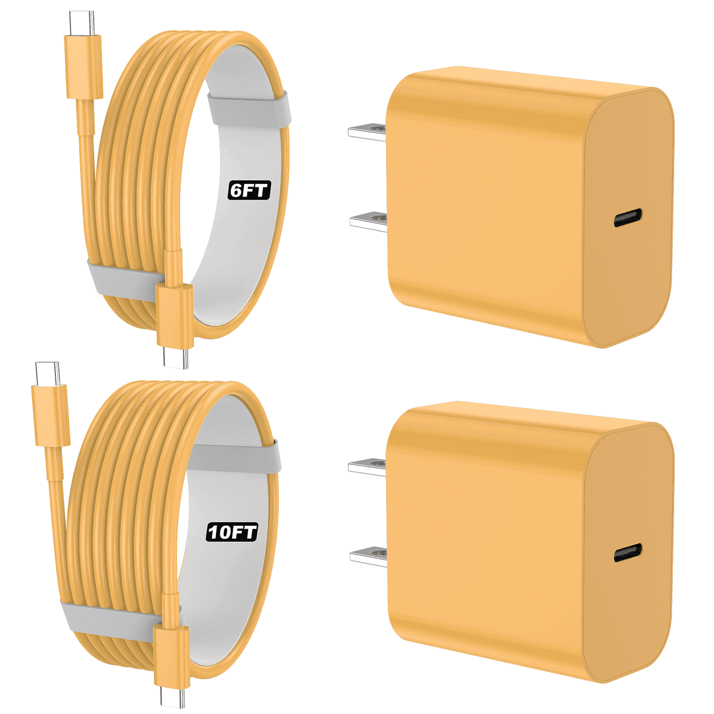IPhone 17 16 15 Charger, 2 Pack PD 20W Adapter Wall Fast Charger with 6&10ft White USB C Cable Compatible with iPhone 17 16/15/ipad and more
