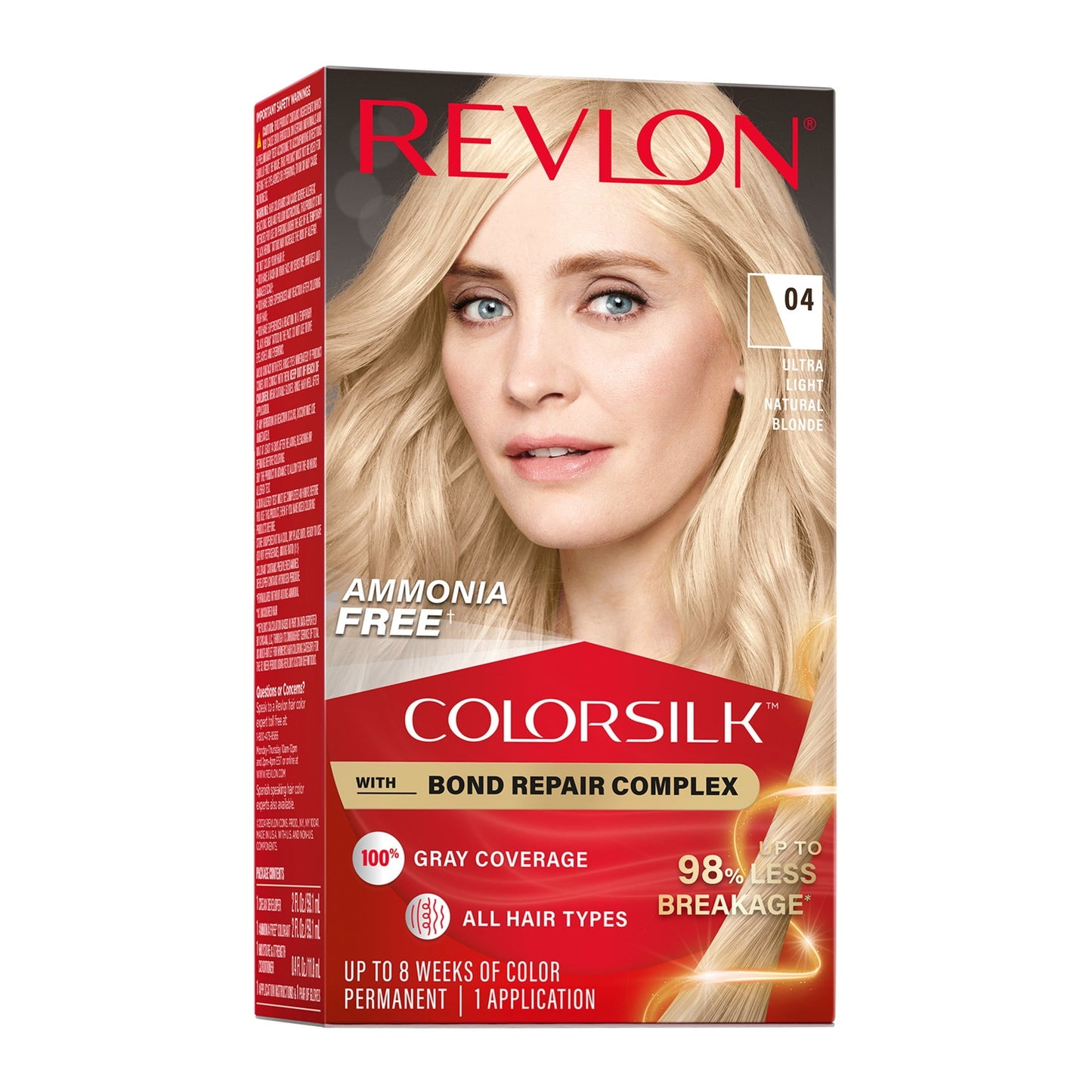 Revlon ColorSilk Permanent Hair Color, Bond Repair Complex, 45 Bright Auburn, 1 pack
