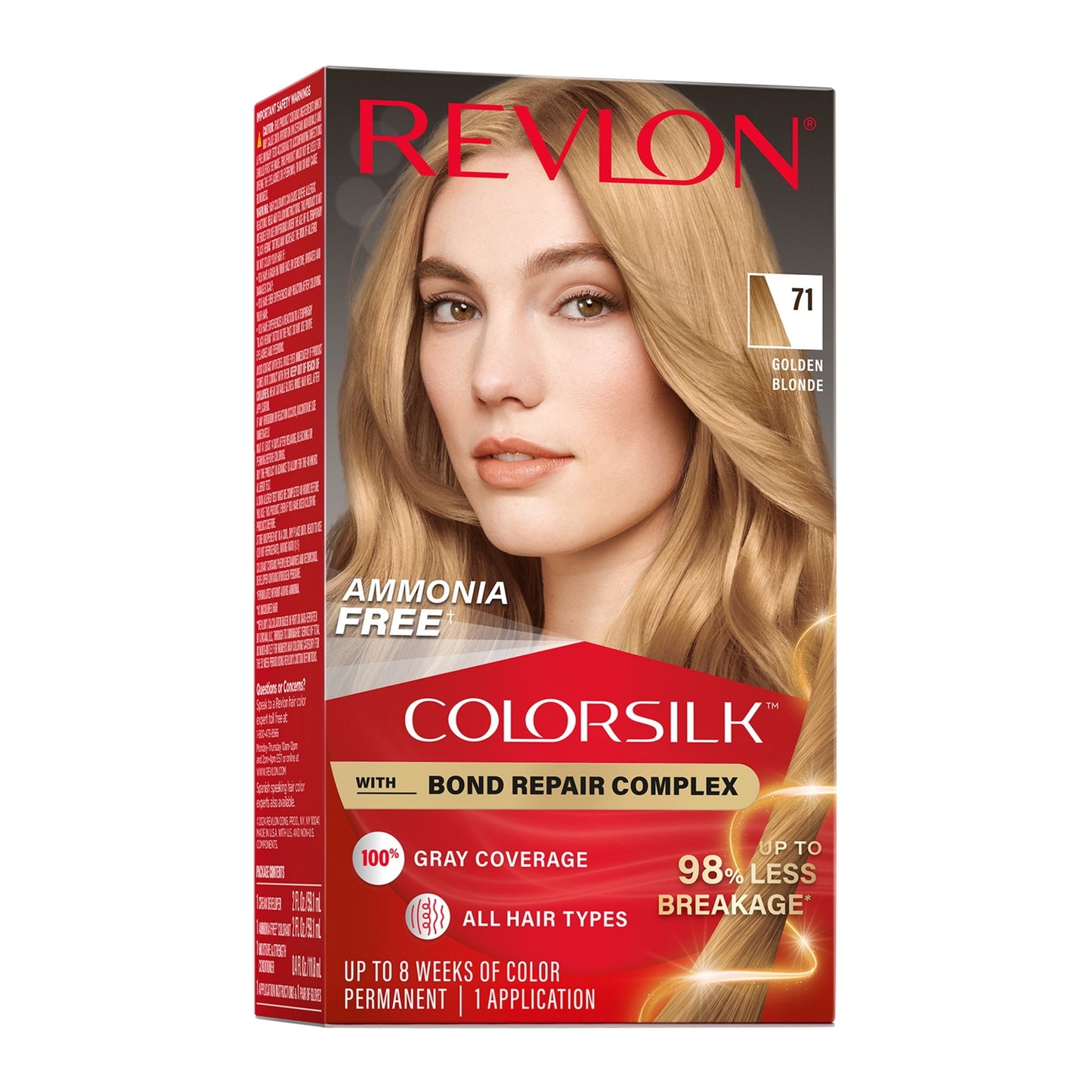 Revlon ColorSilk Permanent Hair Color, Bond Repair Complex, 45 Bright Auburn, 1 pack