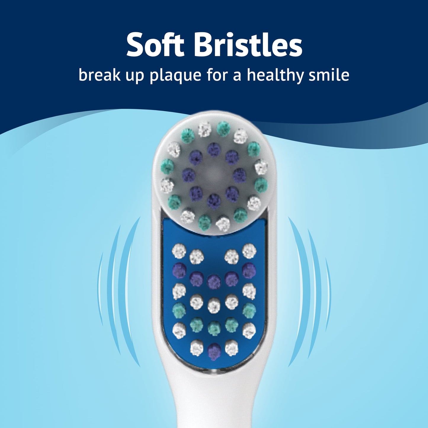 Equate Advanced Dual Action Battery-Powered Electric Toothbrush with 2 Replacement Heads, White