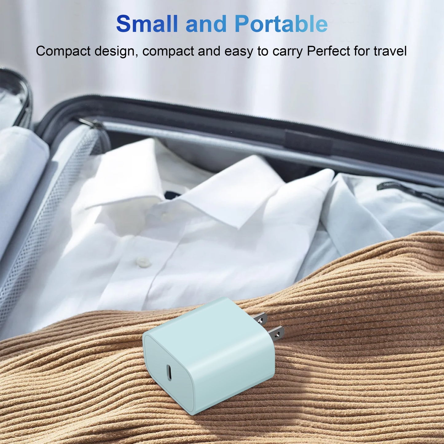 Coreykin 20W USB C Wall Charger-2 Pack Super Fast Charger with 6FT Cable-Compatible with iPhone 14/14Pro/13/13 Pro/12/12Pro/XS/Max/XR/X/8/8 Plus-Blue