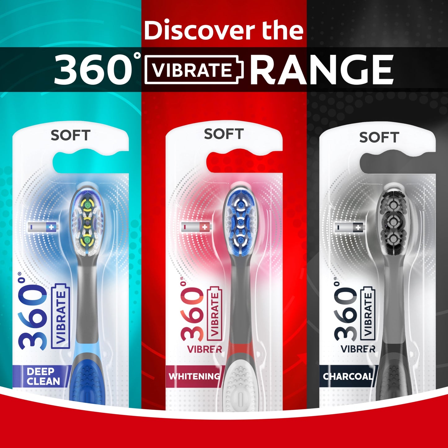 Colgate 360 Vibrate Charcoal Battery Powered Electric Toothbrush with Soft Bristles, 1 Pack