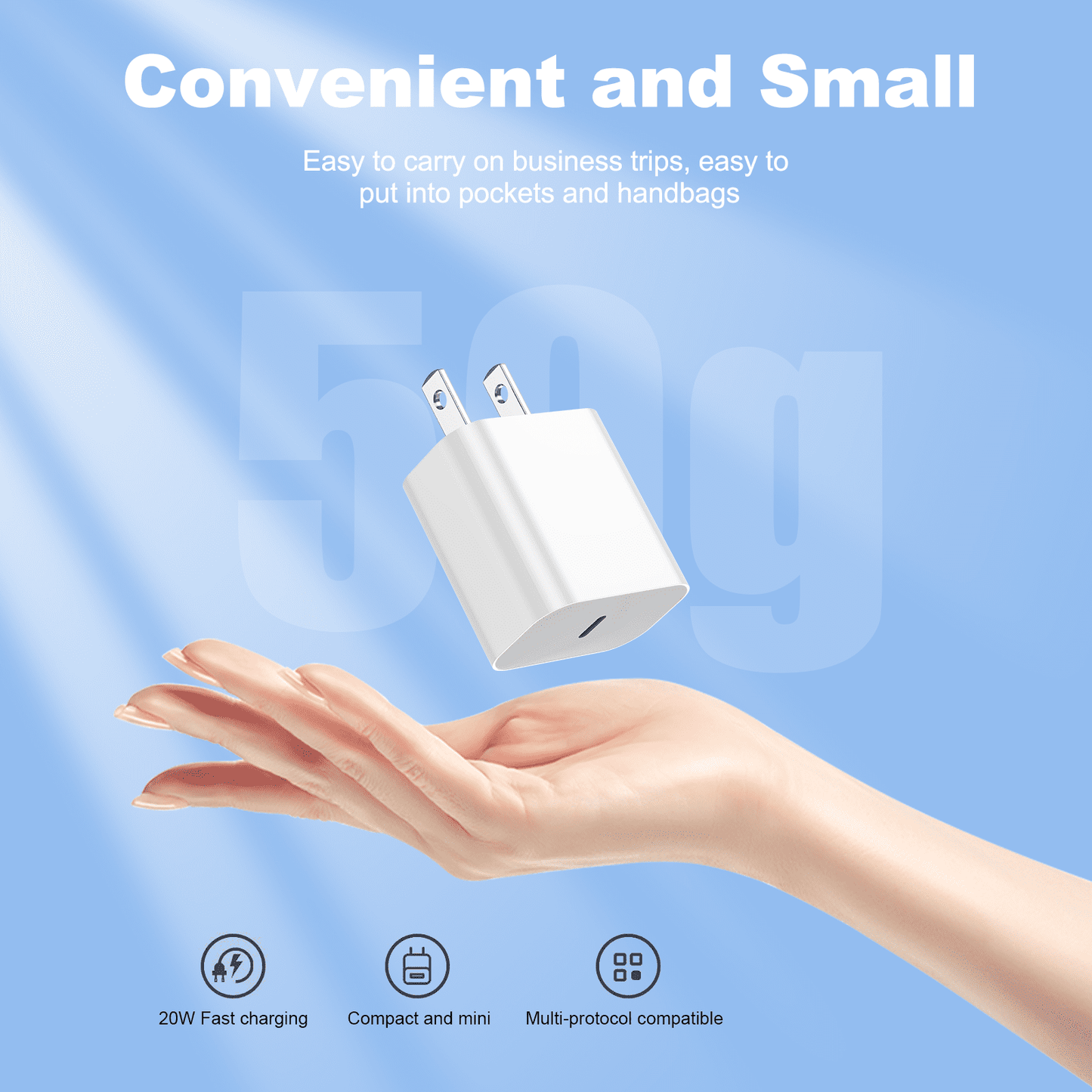 IPhone 17 16 15 Charger, 2 Pack PD 20W Adapter Wall Fast Charger with 6&10ft White USB C Cable Compatible with iPhone 17 16/15/ipad and more