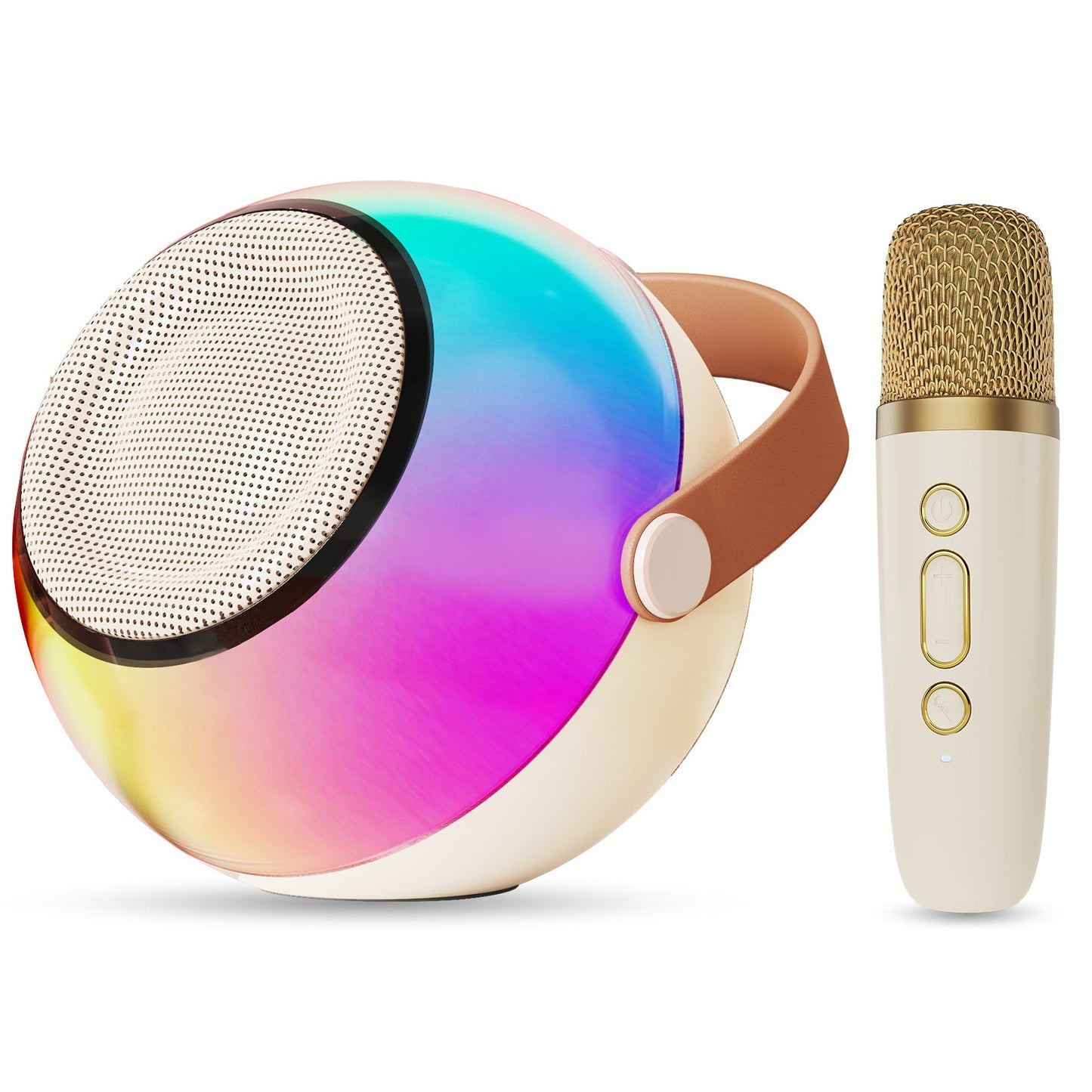 D25 Mini Karaoke Machine With Dazzling Lights And Wireless Microphones