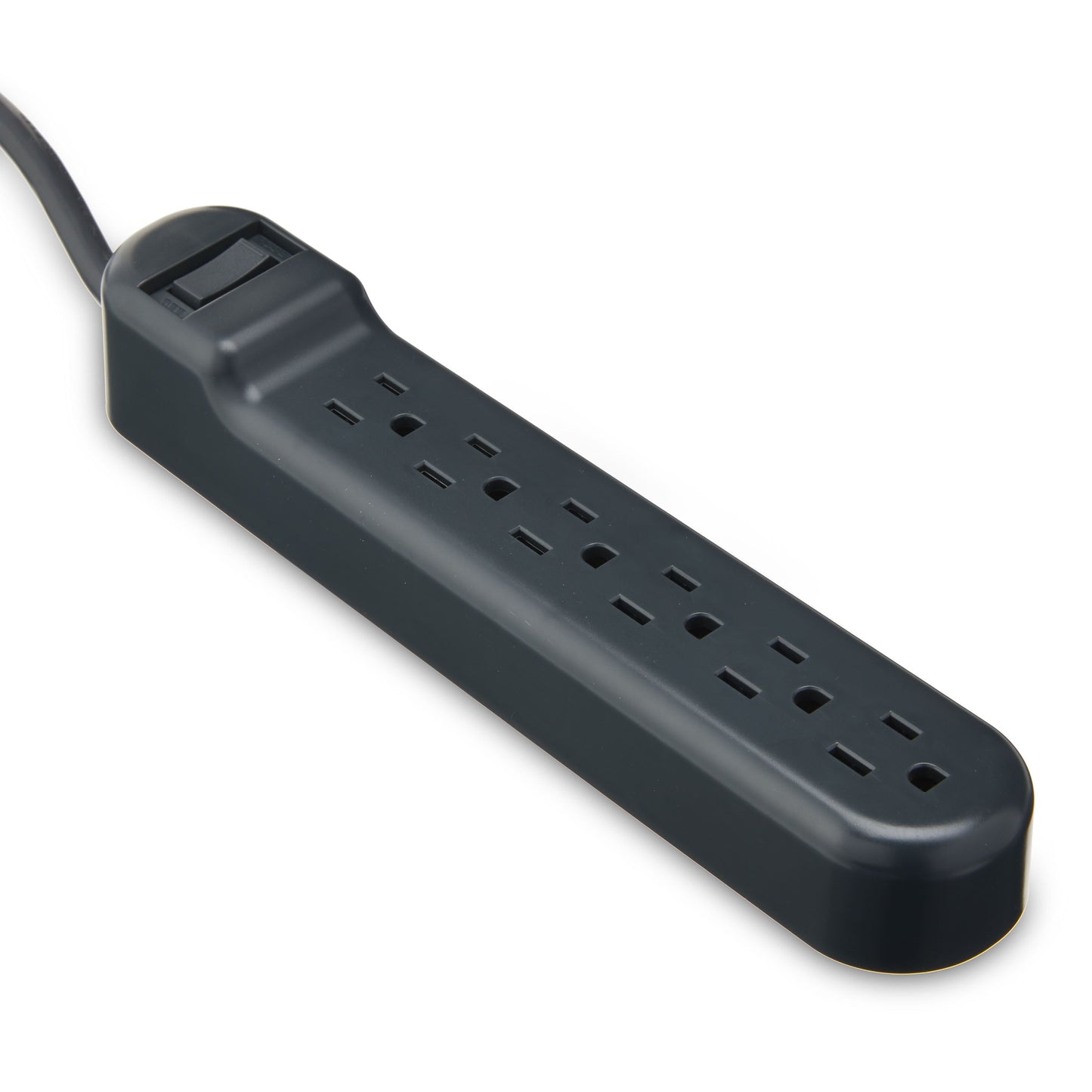 onn 6-Outlet Surge Protectors with 2.5' Power Cords, Gray, 2 Count
