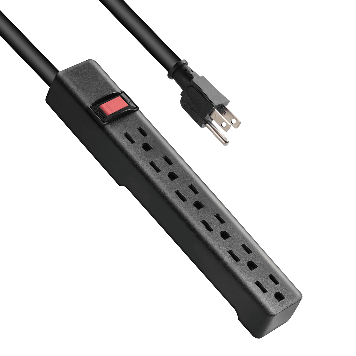 Hyper Tough Surge Protector Power Strip, 6 Outlets, 2.5 ft Extension Cord, 3 Prong, Grounded, Black