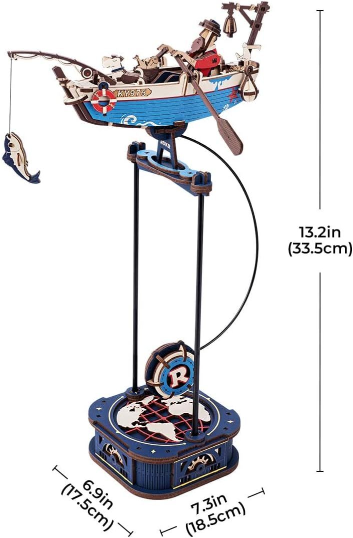 ROKR 3D Wooden Puzzle Kit - Gravity Swing Series Gladiator Fighter With Moving Mechanism, Challenging DIY Building Project For Adult Model Enthusiasts - EBS PLATFORM INC.