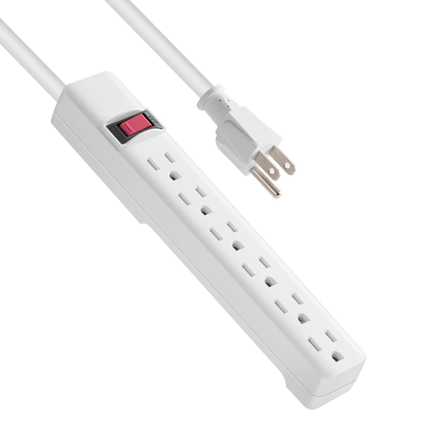 Hyper Tough 6-Outlet Indoor Power Strip with 2.5 ft Extension Cord, ETL Certified, White
