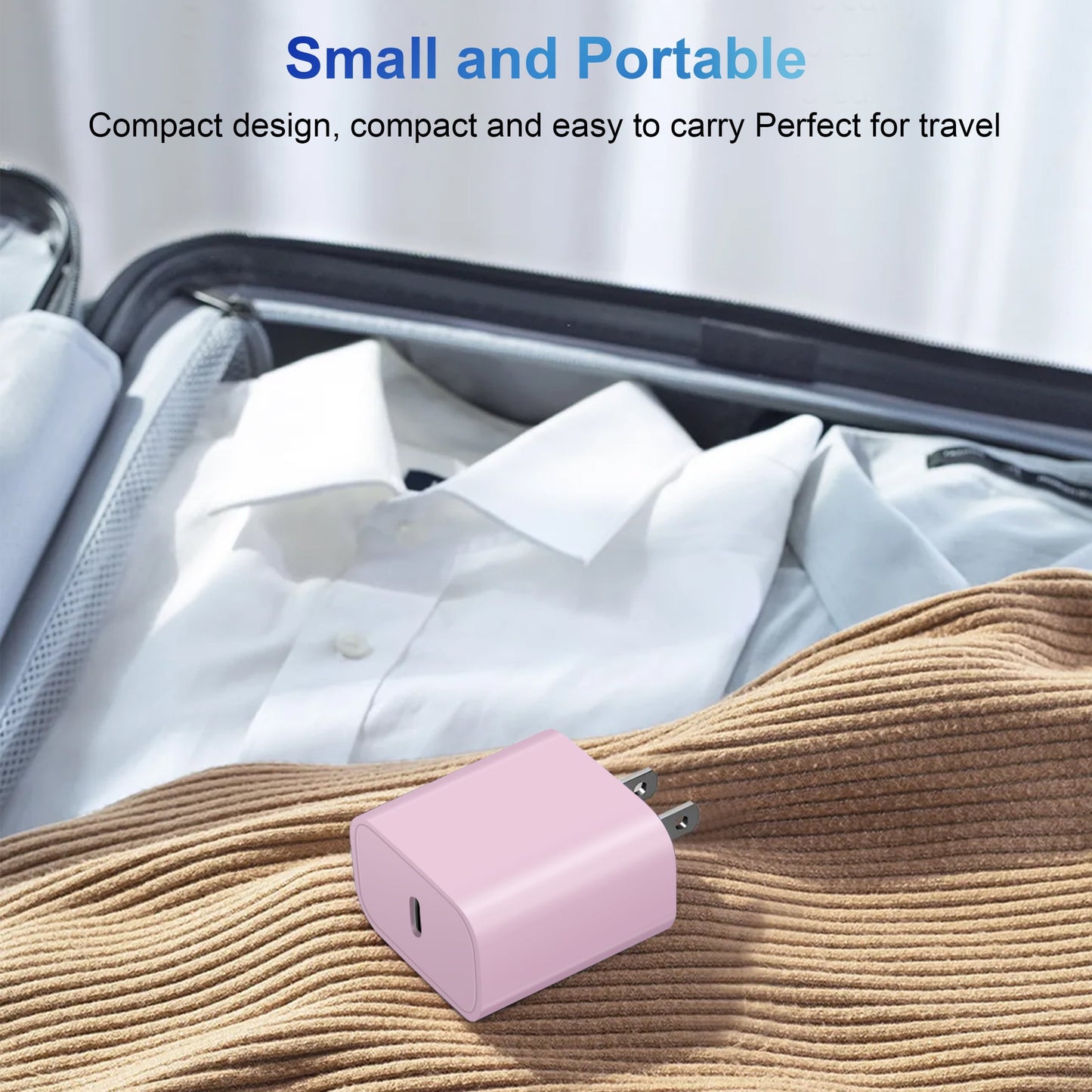 Coreykin 20W USB C Wall Charger-Super Fast Charger with 6FT Cable-Compatible with iPhone 14/14Pro/13/13 Pro/12/12Pro/XS/Max/XR/X/8/8 Plus-Pink