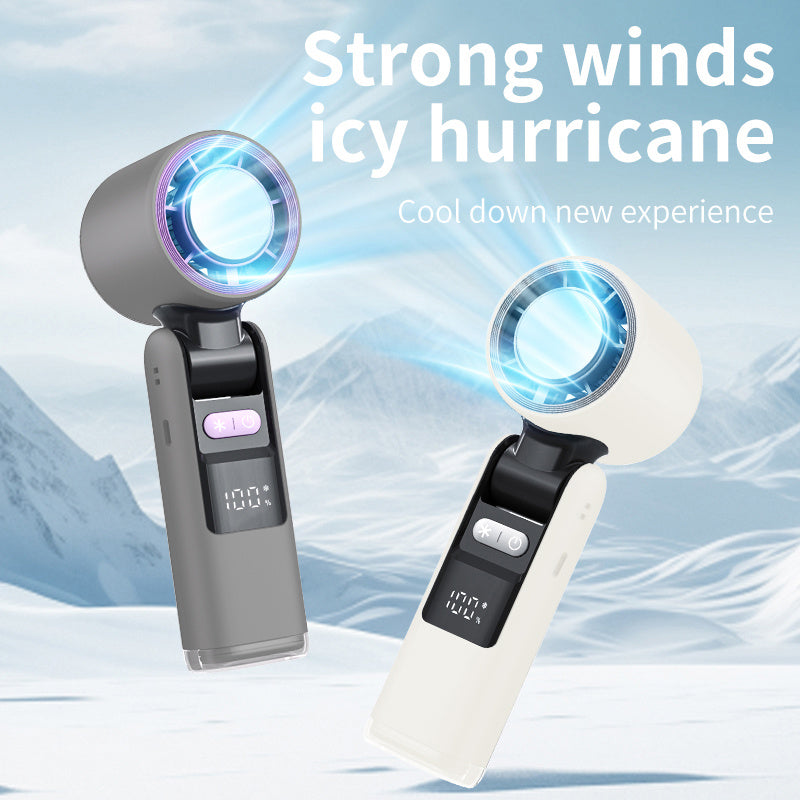 Portable Handheld Fan, Speed Adjustable Turbo Mini Fan, Reduced Temperature Mode, Rechargeable Digital Display Foldable Personal Fan With Night Light, Suitable For Women Men Outdoor